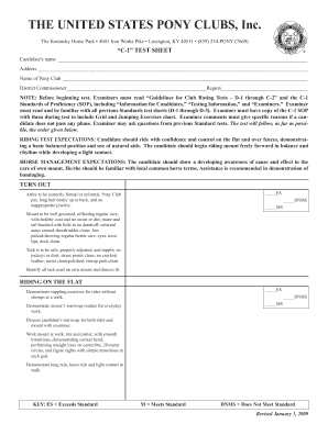 USPC C-1 Test Sheet