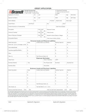 Credit Application for Equipment Financing