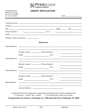 Printscape Accounts Payable Information Form