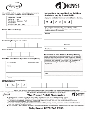 UK Direct Debit Mandate Form