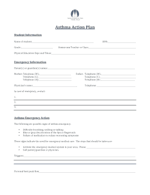 Asthma Action Plan Form