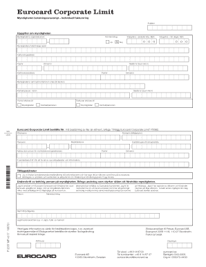 Eurocard Corporate Limit Application