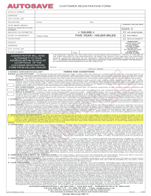 Vehicle Warranty Registration Form