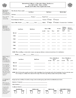 IATSE Local 667 & 669 Health and Welfare Plan Application Form