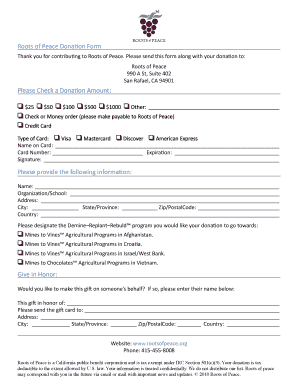 Roots of Peace Donation Form