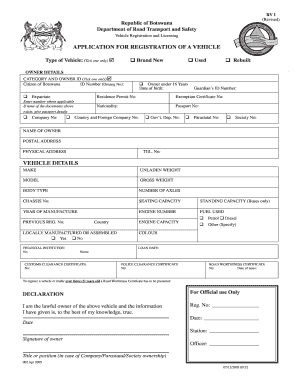 Botswana Vehicle Registration Application