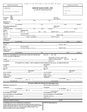 House Ear Clinic Patient Registration Form