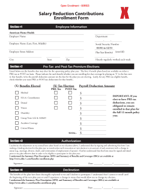 Salary Reduction Contributions Enrollment Form