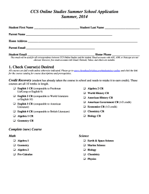 Household monthly expense form nj - CCS Online Studies Summer School Application Summer 2014 - 12 - cherokeechristian