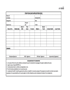Staff On Leave Application Form