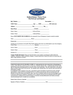 Medical Release Waiver Form