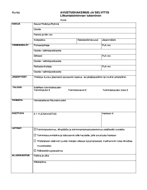 Sports Activity Grant Application and Report