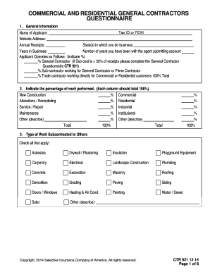General Contractor Questionnaire