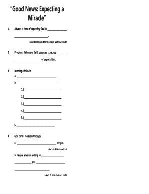 Advent Miracle Expectation Worksheet
