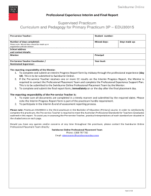 Interim and Final Report for Primary Practicum