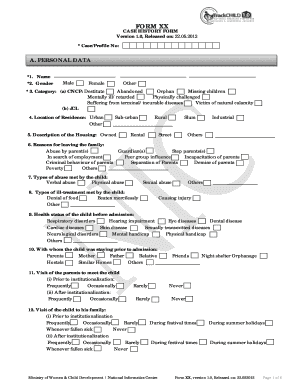 Child Case History Form