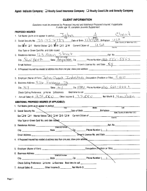 Life Insurance Application Form