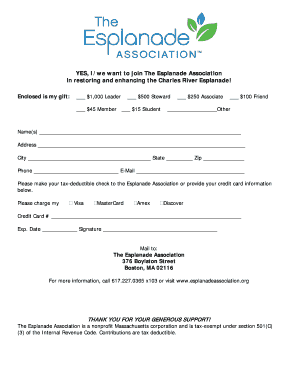 Esplanade Association Donation Form
