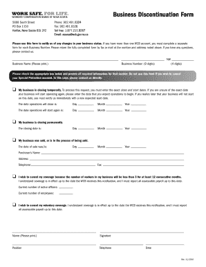 Business Discontinuation Form