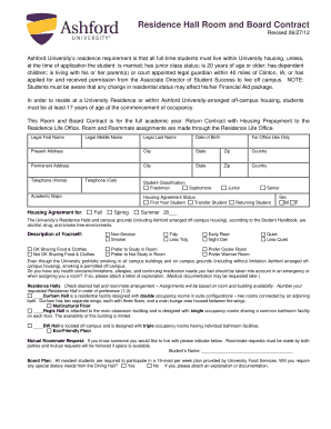 Residence Hall Room and Board Contract