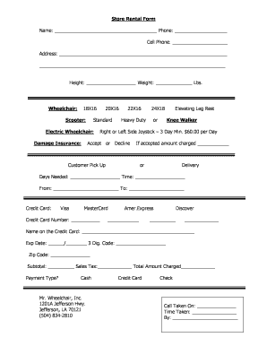 Store Rental Form