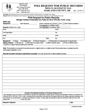 Michigan FOIA Request for Public Records