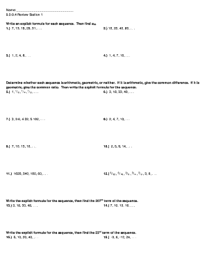 Math Sequence Worksheet