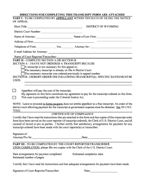 Transcript Order Form