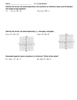 Algebra 2 Review Worksheet