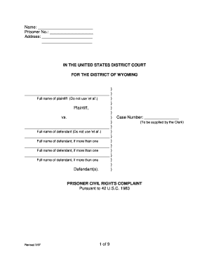Prisoner Civil Rights Complaint Form