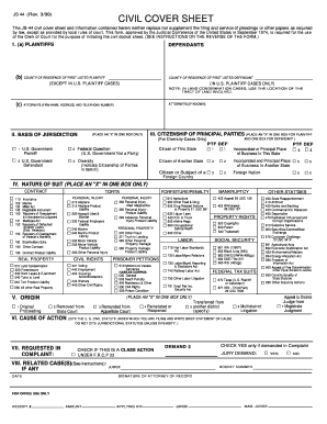 US Federal Civil Cover Sheet