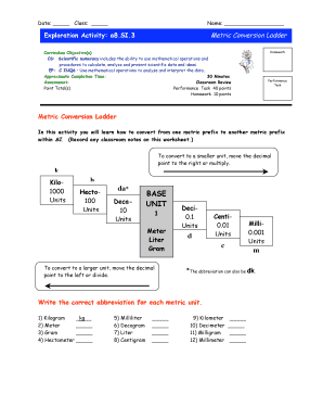 Metric Conversion Ladder Worksheet