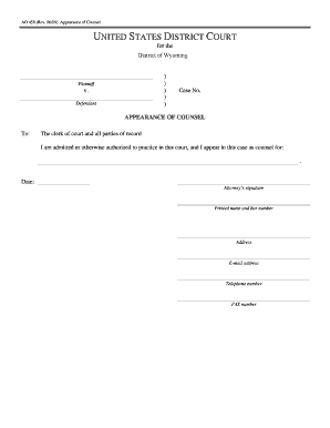 Appearance of Counsel