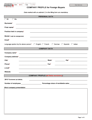 Company Profile for Foreign Buyers