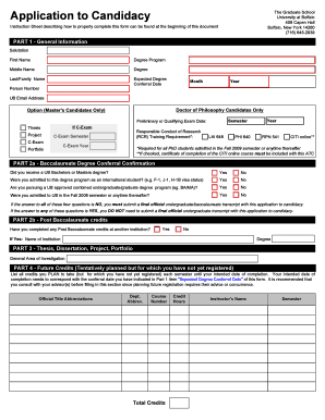 Application to Candidacy for Graduate Degrees