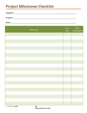 Project Milestones Checklist