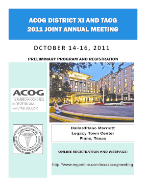 October 14-16, 2011 acog district xi and taog 2011 joint annual ... - txobgyn