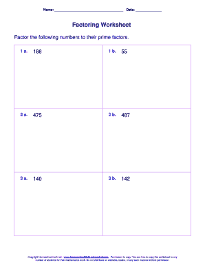 Prime Factorization Worksheet