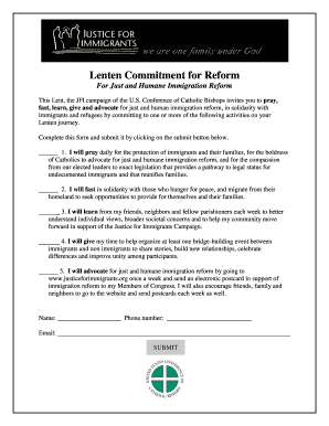 Lenten Commitment for Immigration Reform
