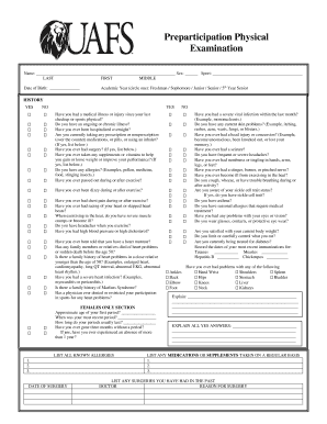 Preparticipation Physical Examination Form