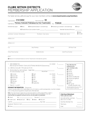 Toastmasters Membership Application