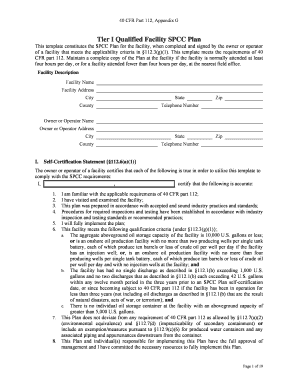 Tier I Qualified Facility SPCC Plan Template