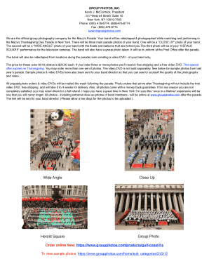 Macy's Parade Photo Order Form