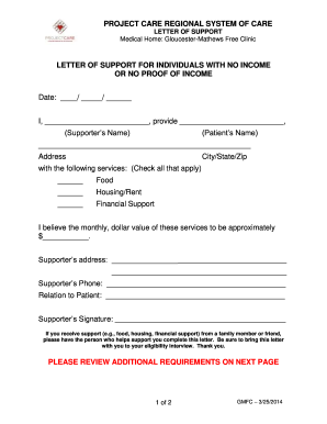 No Income Letter Sample from www.pdffiller.com