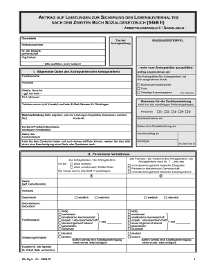 Antrag auf Leistungen zur Sicherung des Lebensunterhaltes nach dem SGB II