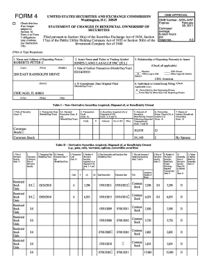 Form 4 Statement of Changes in Beneficial Ownership