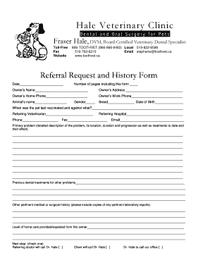 Veterinary Dental Referral Form