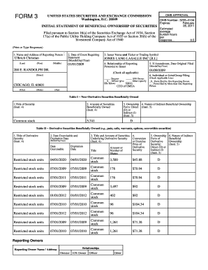 Initial Statement of Beneficial Ownership of Securities