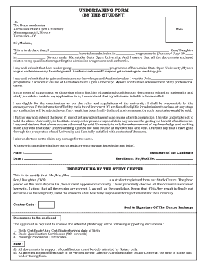 Student Admission Undertaking Form