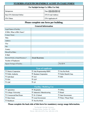 NYSERDA FlexTech Energy Audit Intake Form